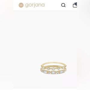 Gorjana fine jewelry stackable diamond and white topaz set size 6
